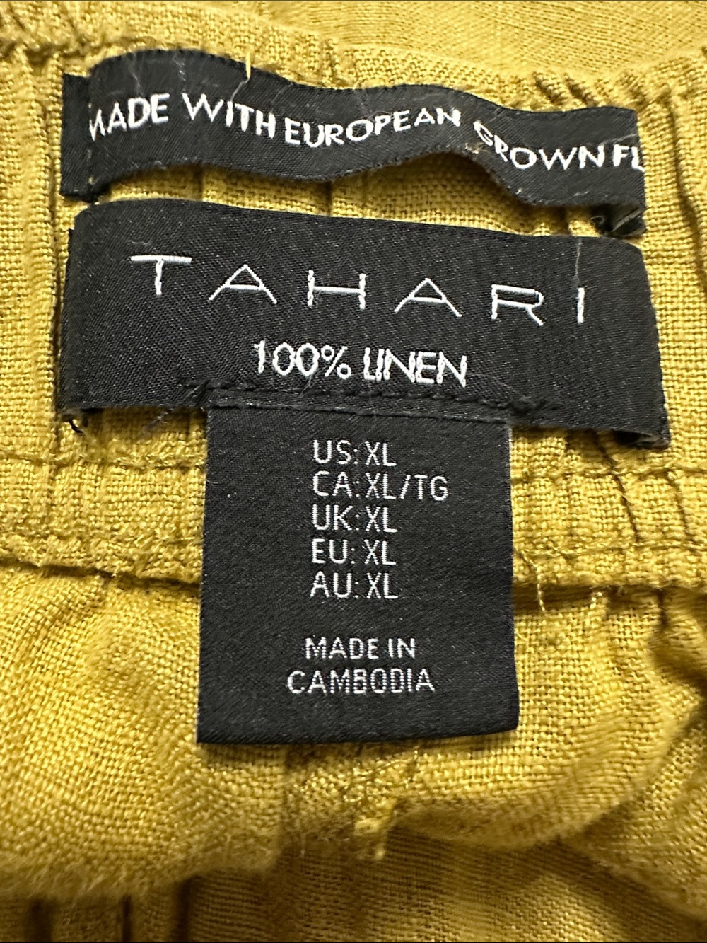 🧡 Tahari Olive Green Wide-Leg Linen Pants 🧡 - Picture 3 of 3